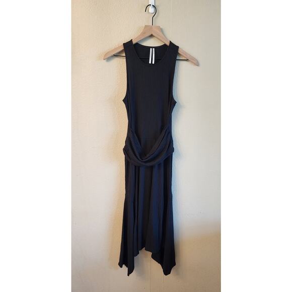 Anthropologie Kingsolver Ribbed Black Midi Dress LBD SZ Medium Sleeveless - Picture 2 of 9